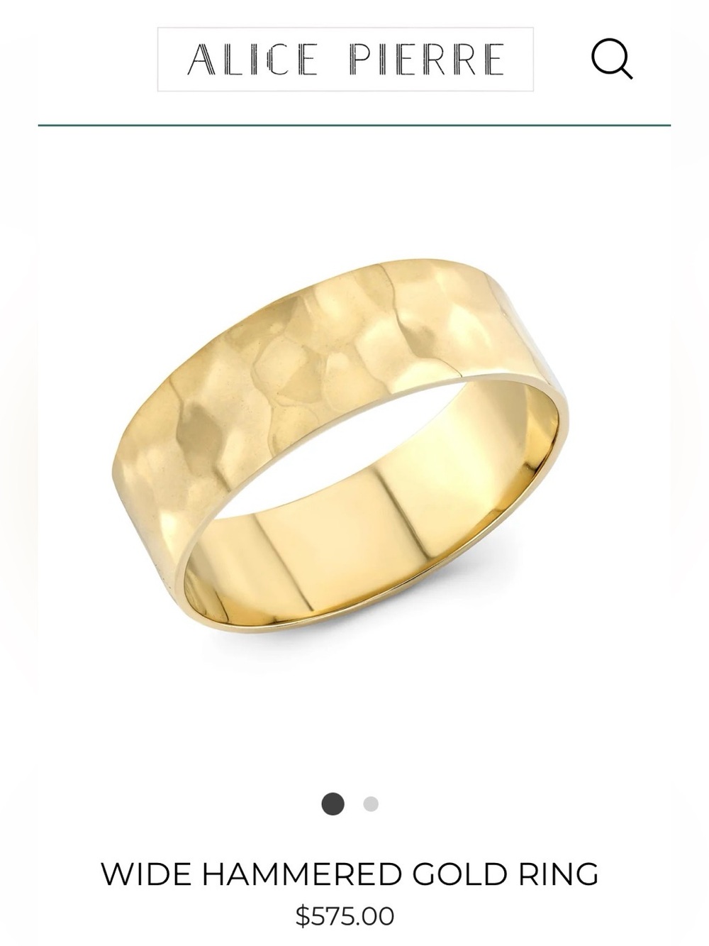 Alice Pierre Ring - Wide Hammered Gold Ring - Gold